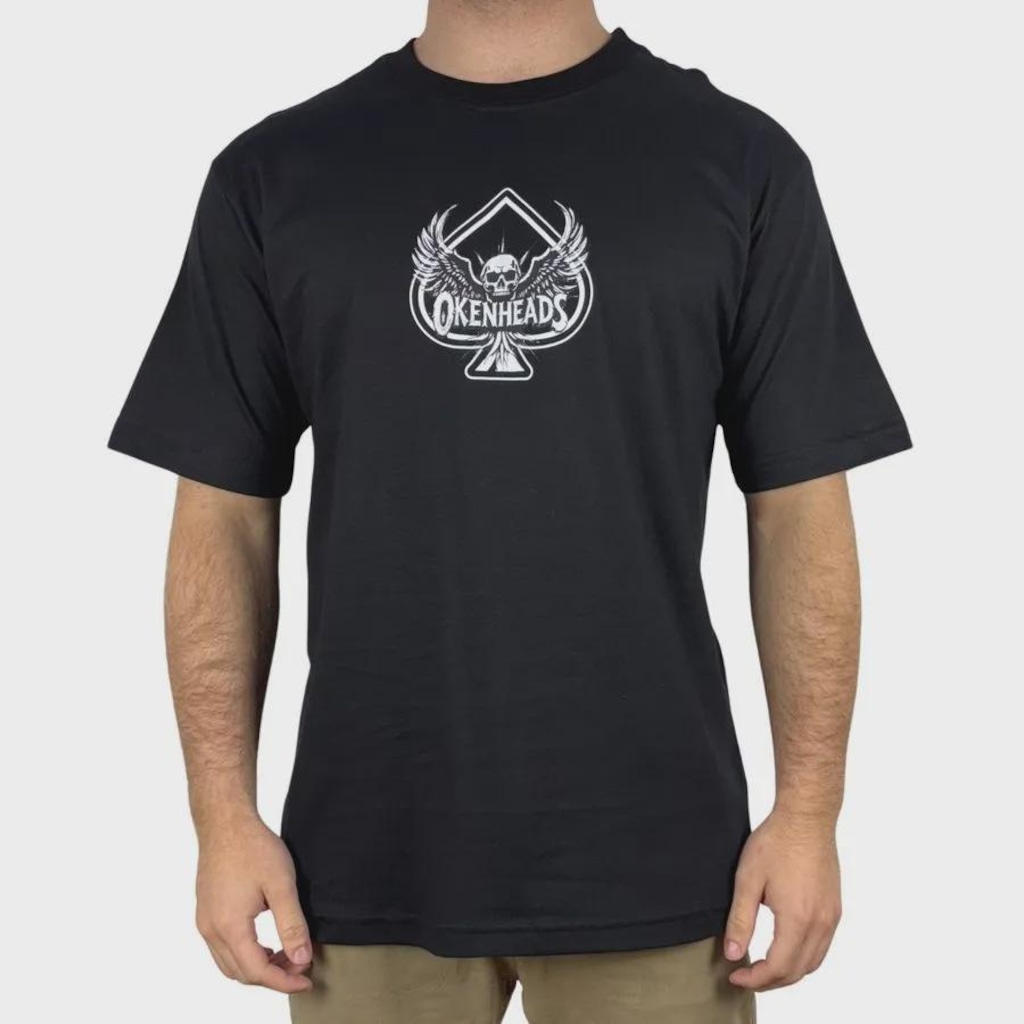 Camiseta Okenheads Básica Silk Caveira Masculina