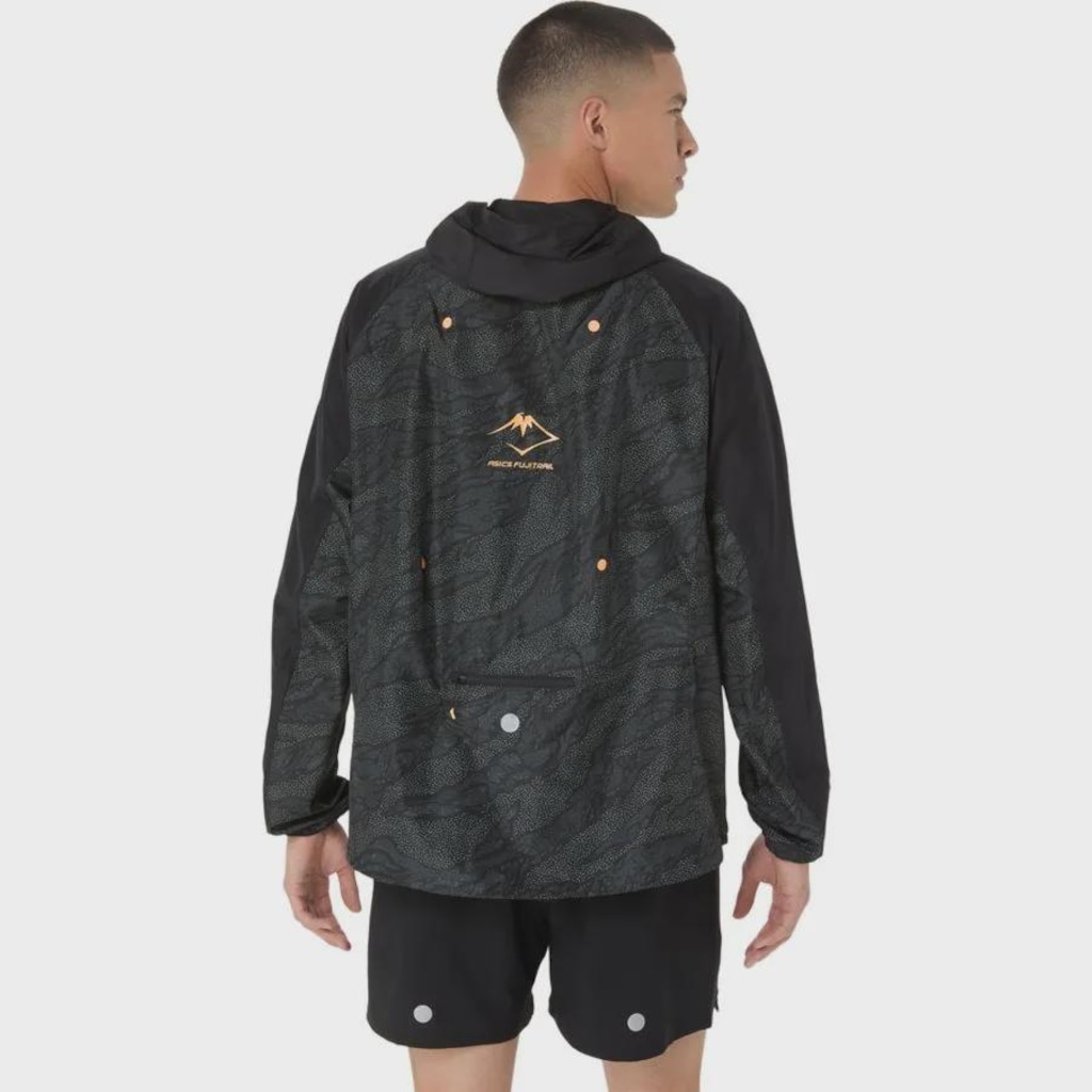 Jaqueta Corta Vento Masculina Asics com Capuz Fujitrail Packable