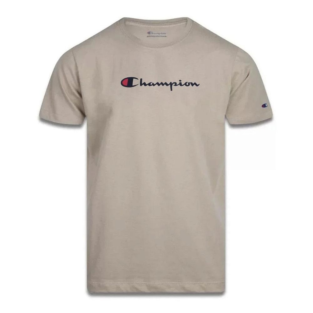 Camiseta Champion Malhão Logo Embroidery Caqui Masculina
