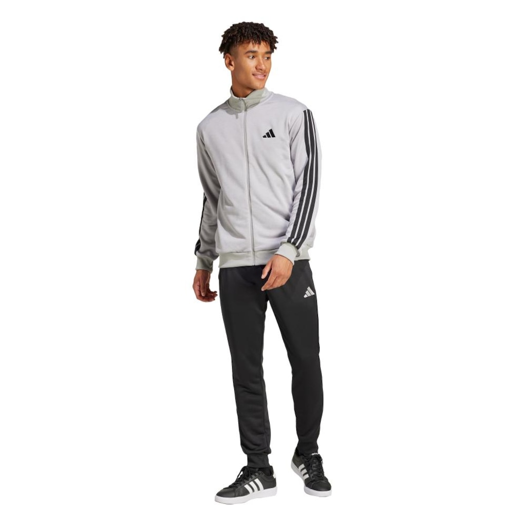 Agasalho Moletinho Masculino Adidas Sportswear Basic Três Listras