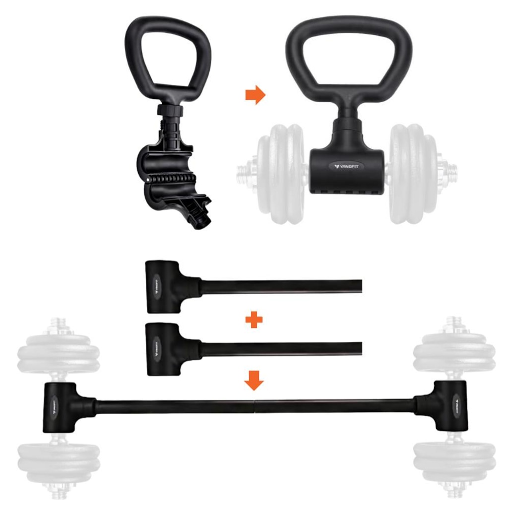 Kit Barra Supino e Alça Kettlebell Yangfit Com Ajuste Rápido