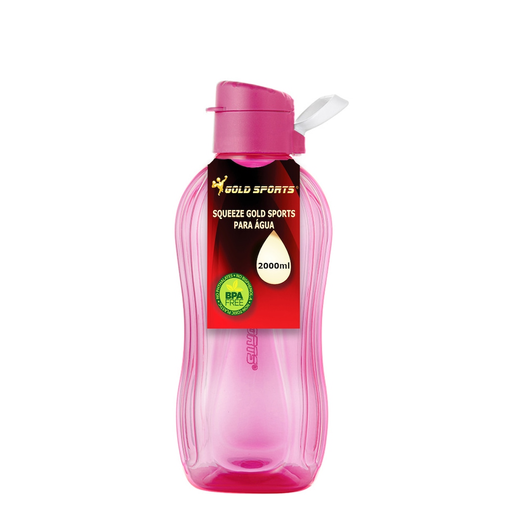 Garrafa Squeeze Plástica Gold Sports Resistente II Translucida - 2L