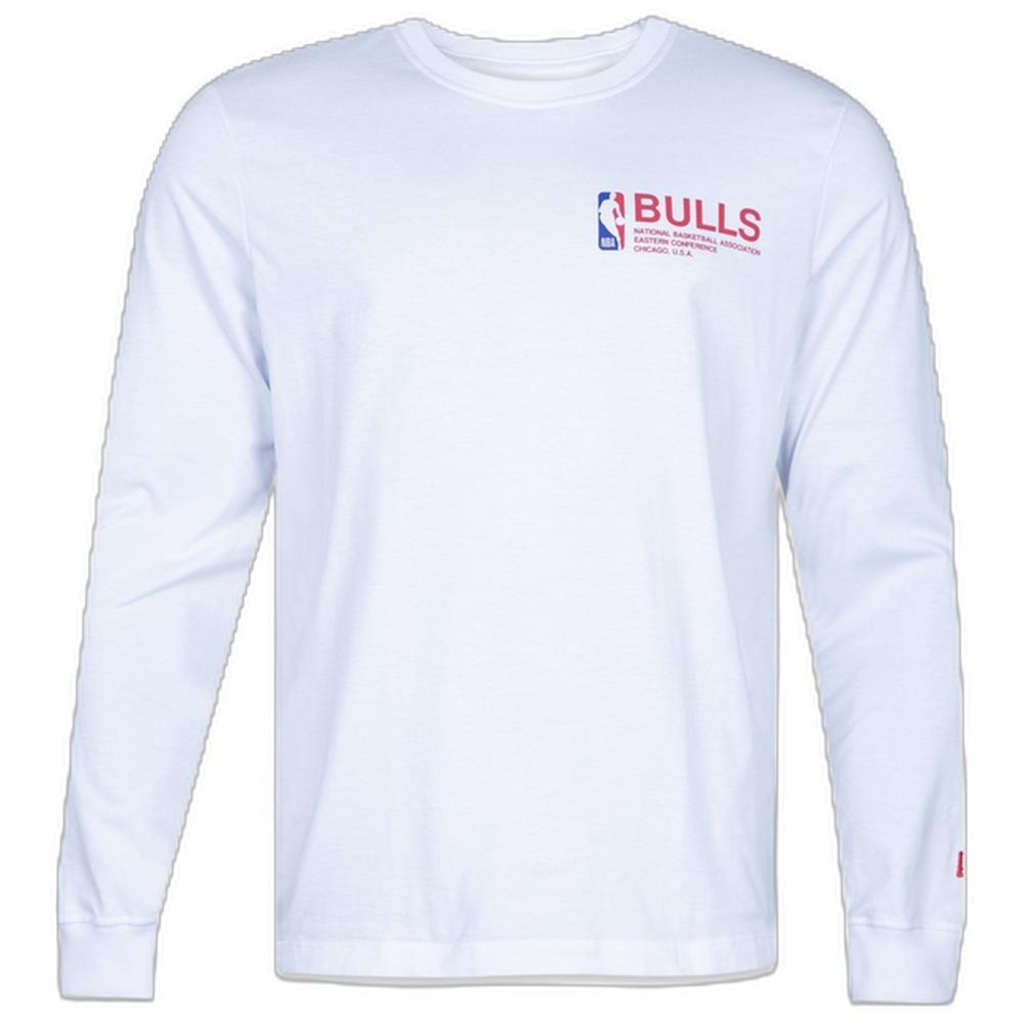 Camiseta Masculina New Era Manga Longa NBA Chicago Bulls Institutional Style