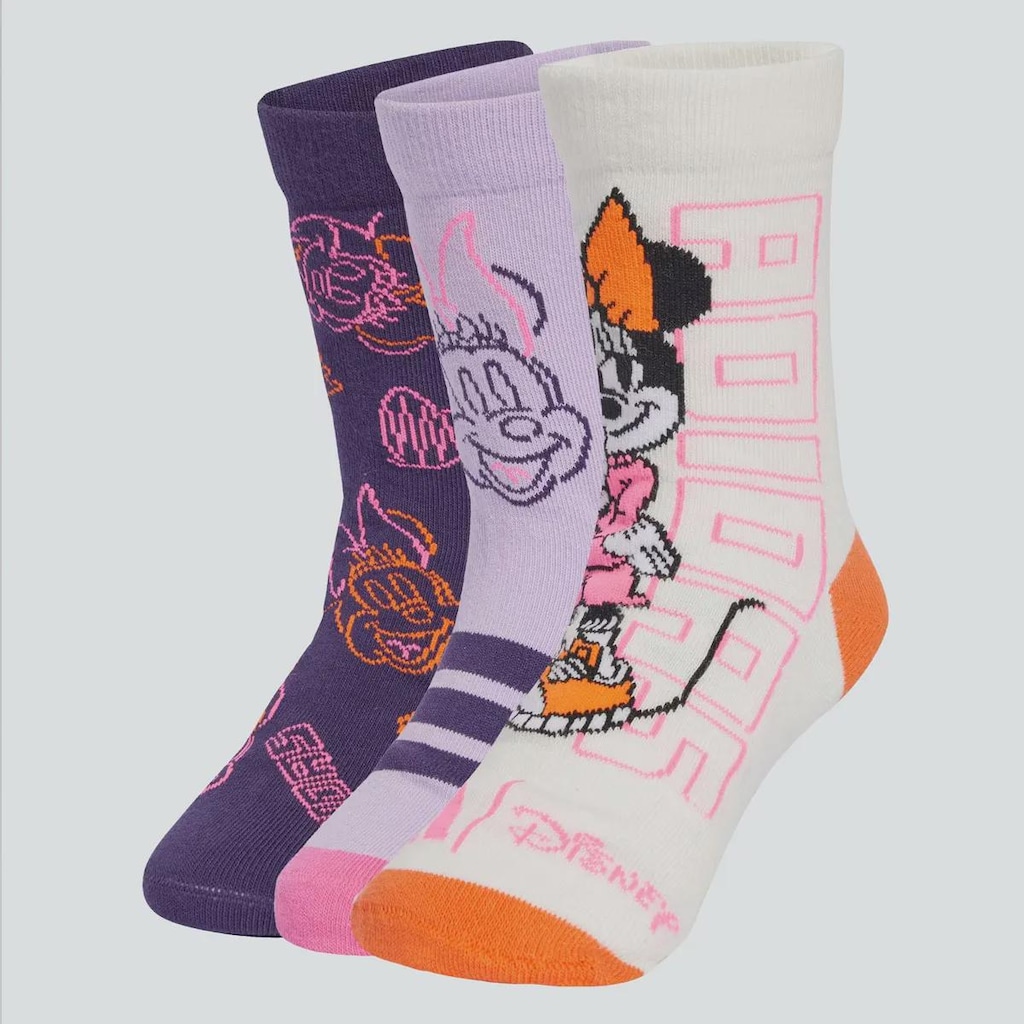 Meia Cano Médio adidas Minnie Mouse Crew 3 Pares Infantil