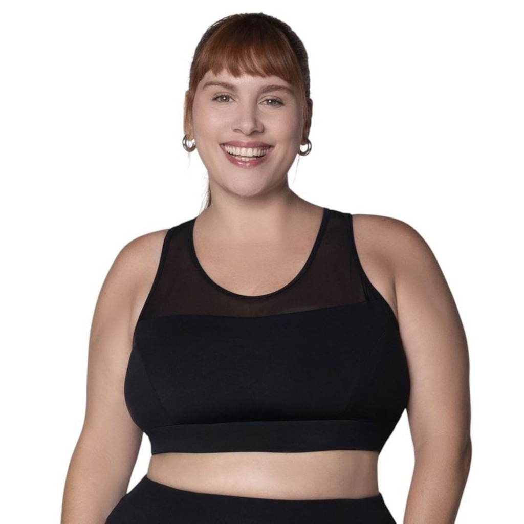Top Selene Tule Fitness Plus Size Feminino