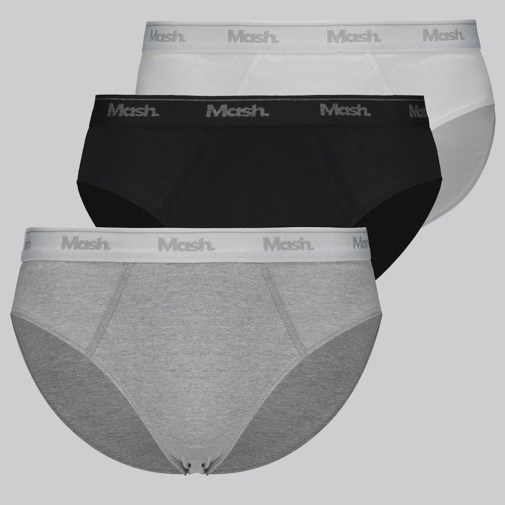 Kit 3 Cuecas Slip Mash Algodão Masculinas
