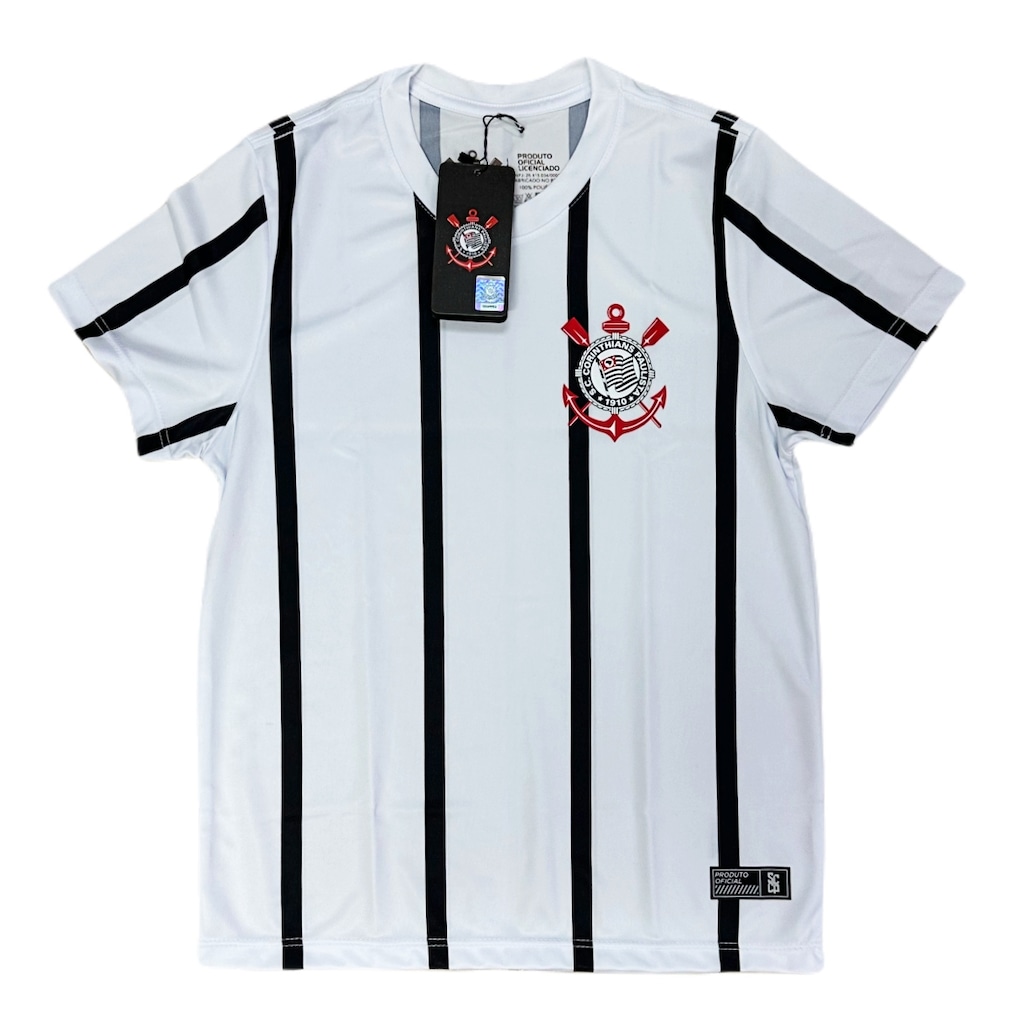 Camisa Coimbra Corinthians Fitness Listrada Branca - Infantil