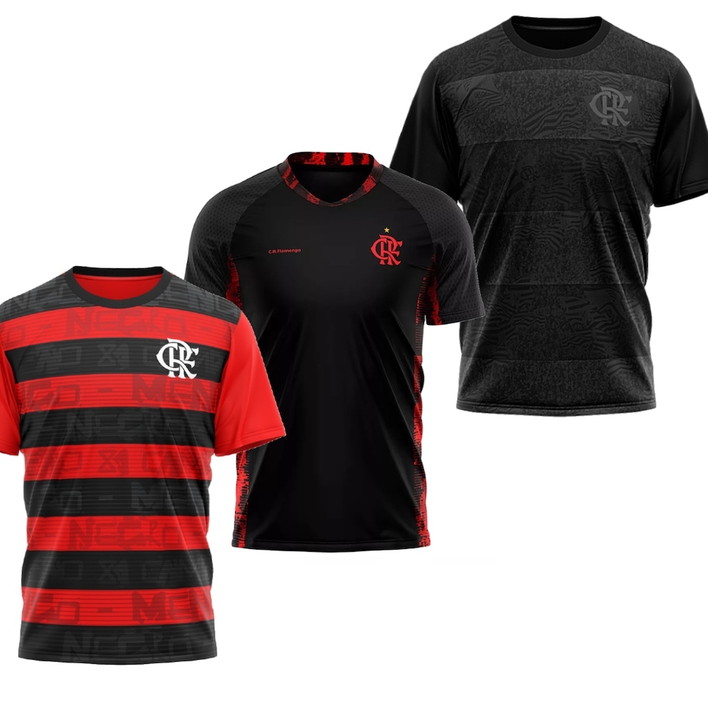 Kit 3 Camisas do Flamengo Blood + Confirm + Shout Braziline Masculino