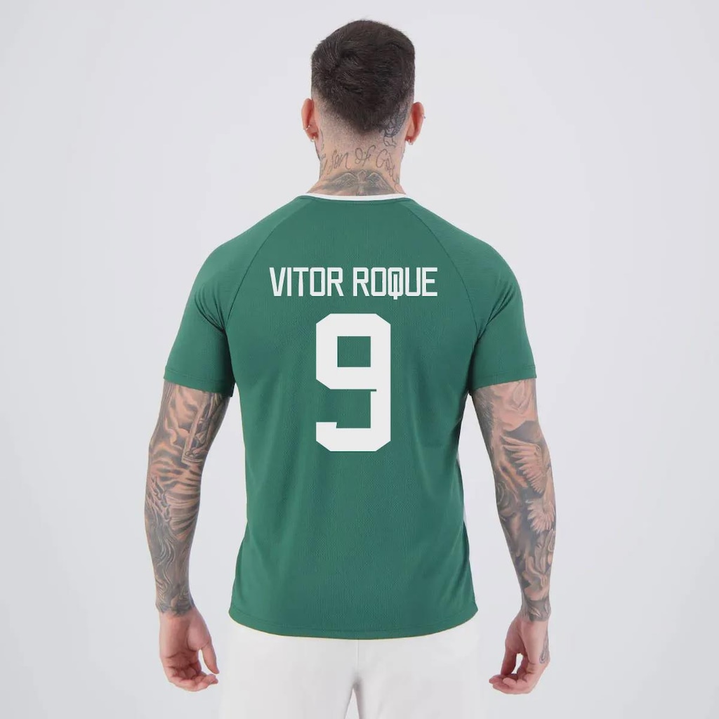 Camisa FutFanatics do Palmeiras Vitor Roque 9 Alviverde Masculina