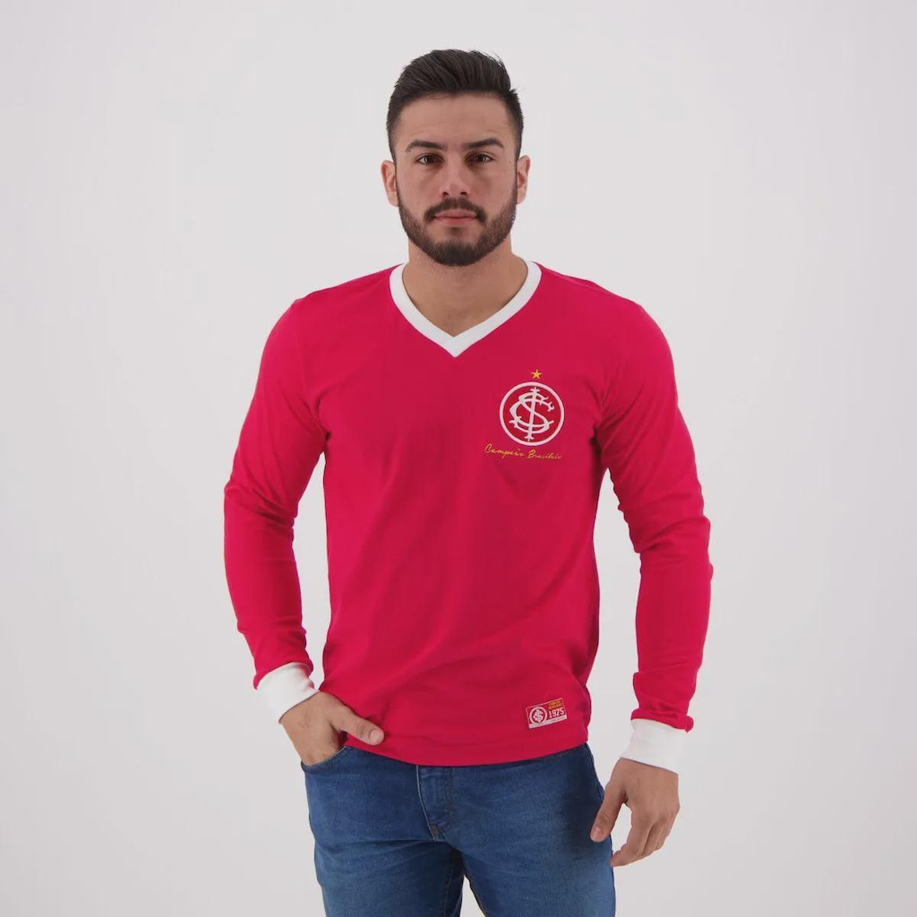 Camisa Manga Longa FutFanatics Internacional Retrô 1975 Masculina