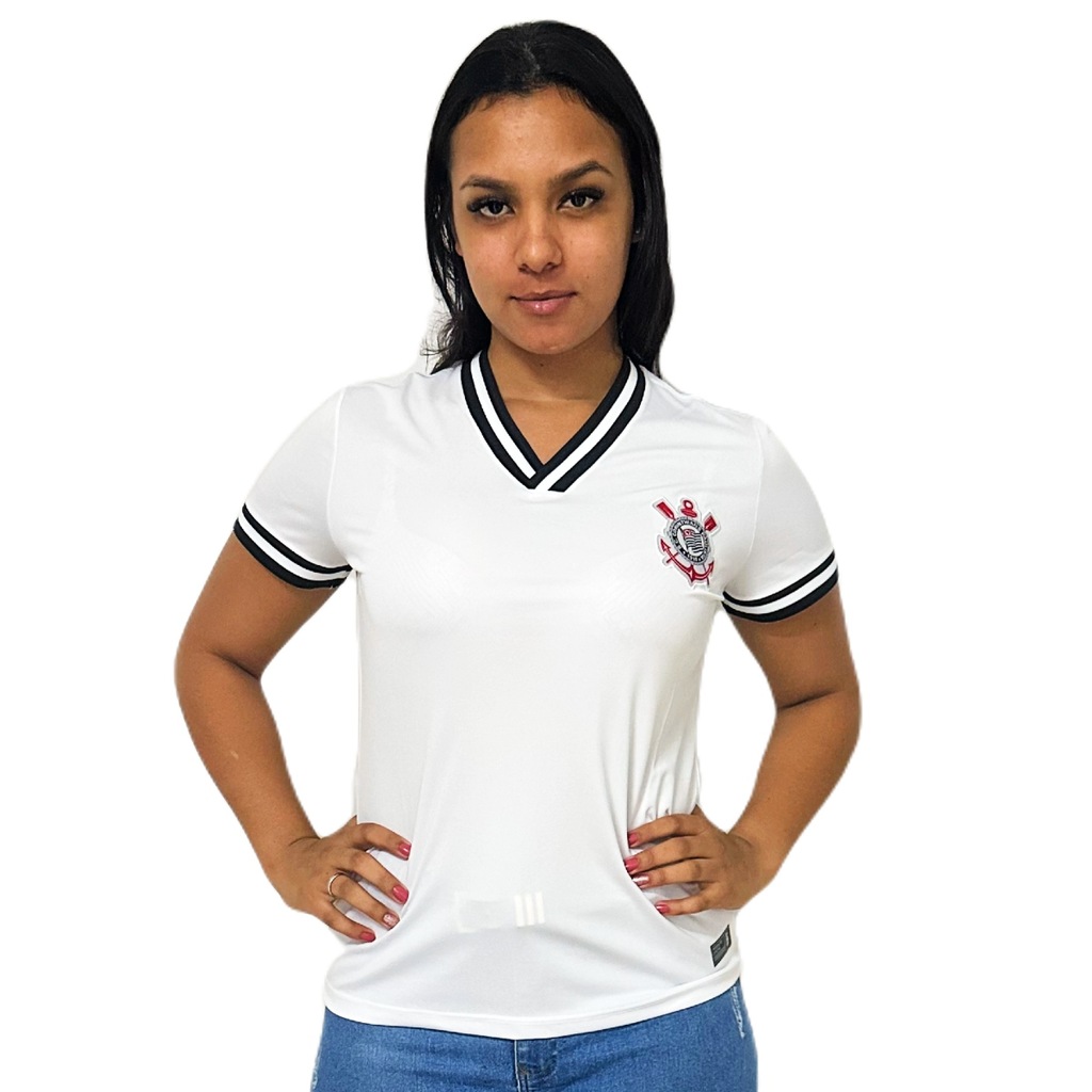 Camisa do Corinthians Coimbra Baby Look Duo Lines - Feminina