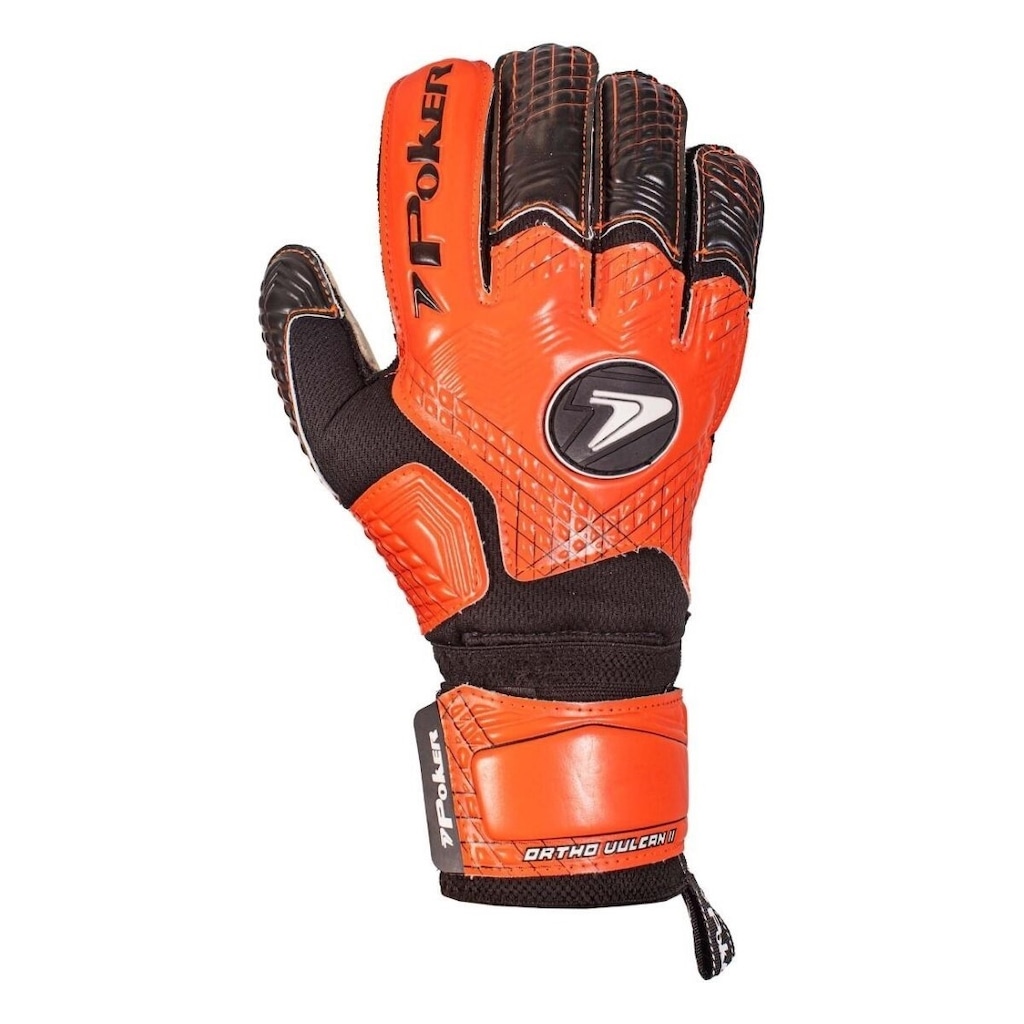 Luva Adulto de Goleiro Poker de Futebol de Campo Profissional Ortho Vulcan II