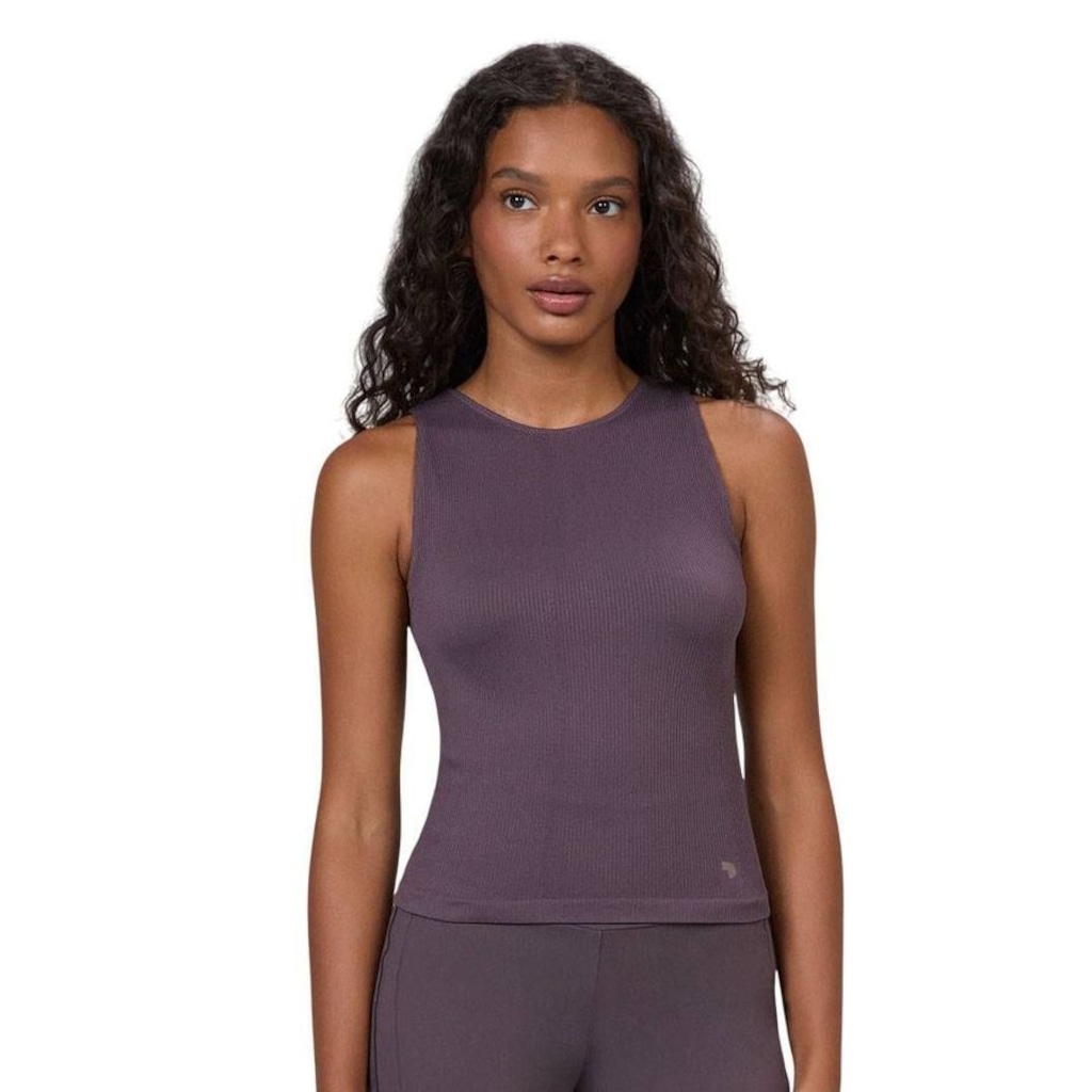 Camiseta Regata Feminina Alto Giro Canelada sem Costura