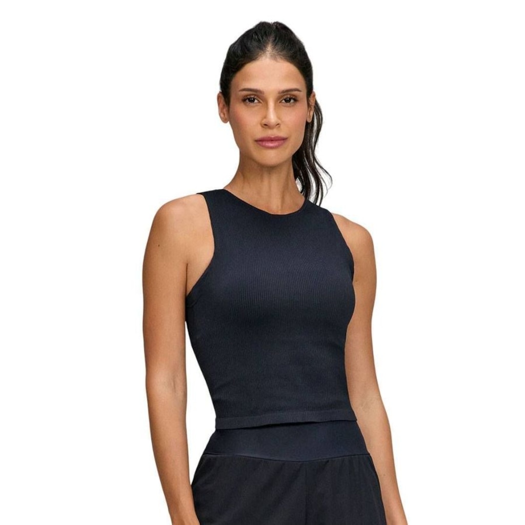 Camiseta Regata Feminina Alto Giro Canelada sem Costura