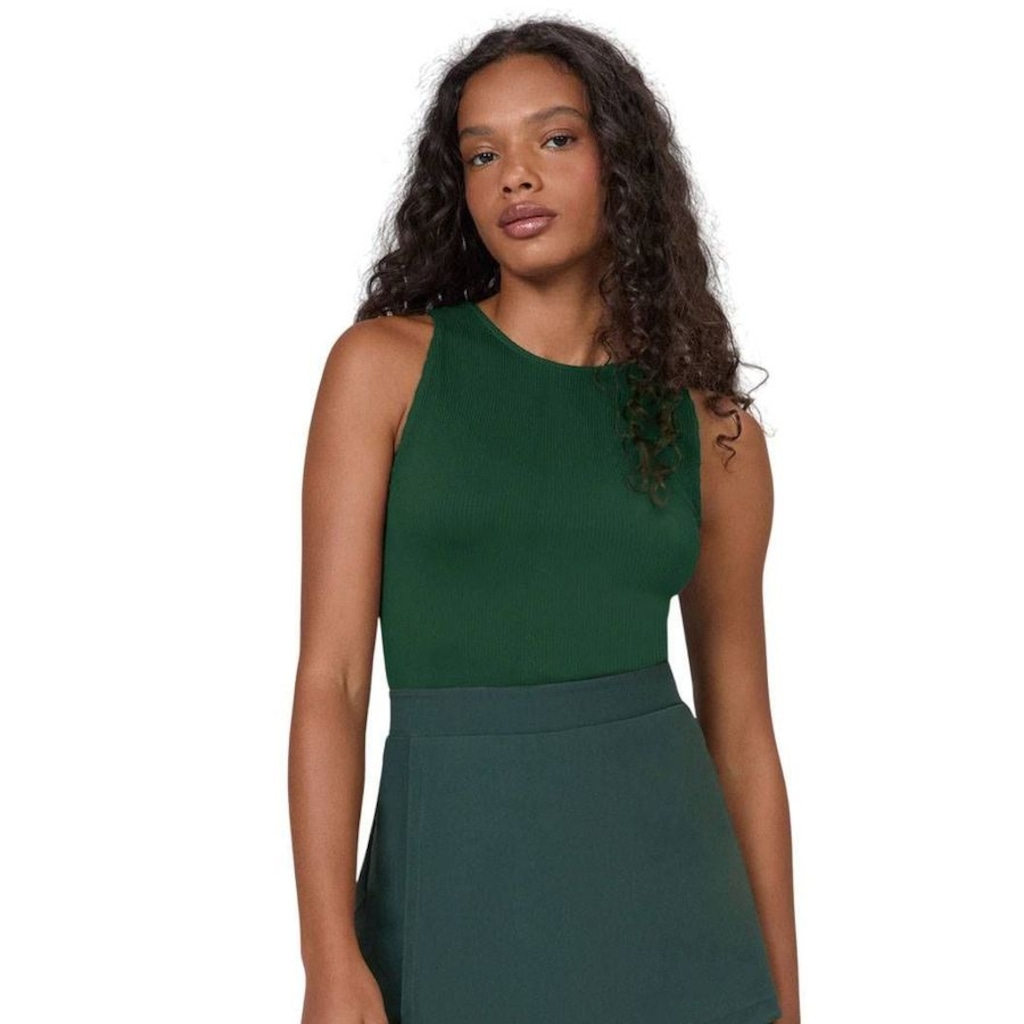 Camiseta Regata Feminina Alto Giro Canelada sem Costura