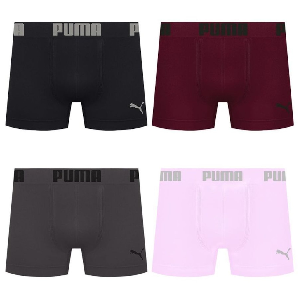 Cueca Boxer Sem Costura Puma - 4 unidades - Masculina