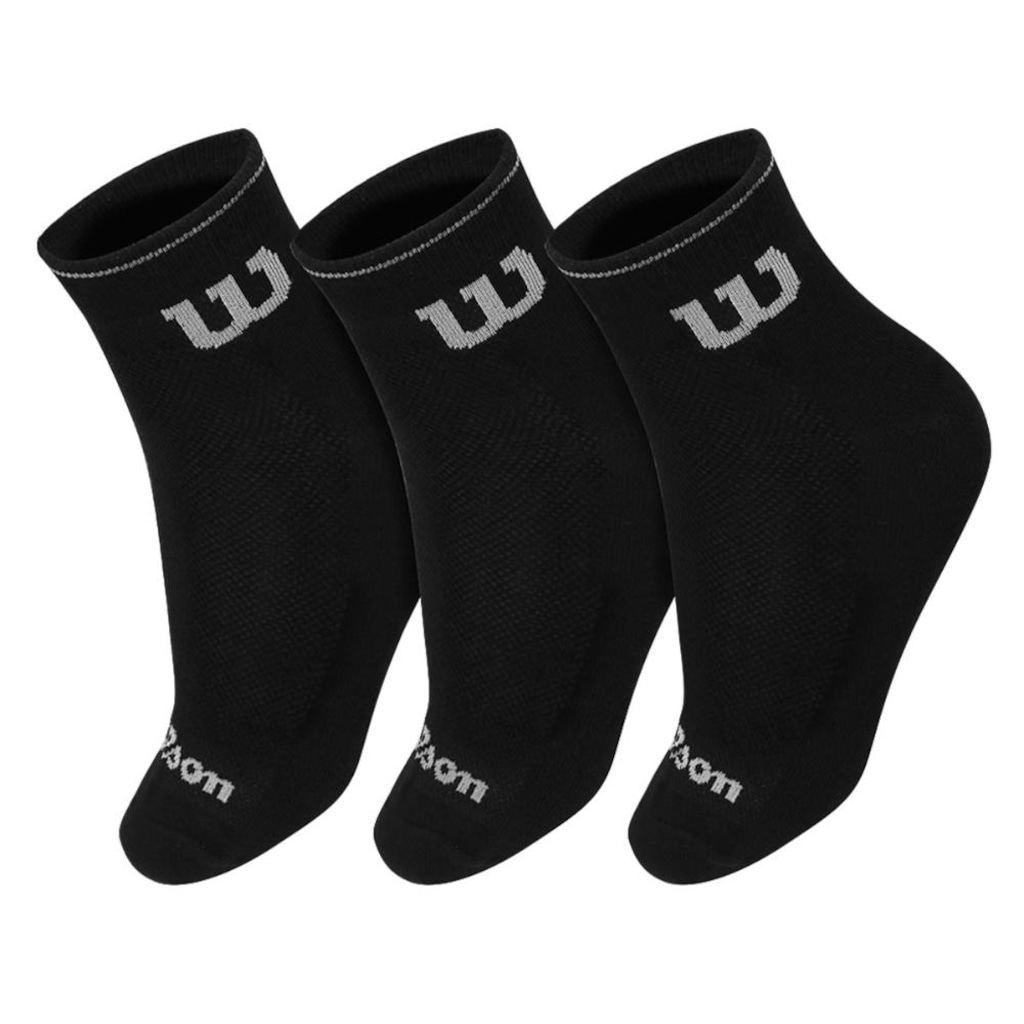 Imagem 1 do produto Meia Wilson Cano Curto B2412410 39 ao 44 - Pack Com 03 Unidades Preto e Cinza