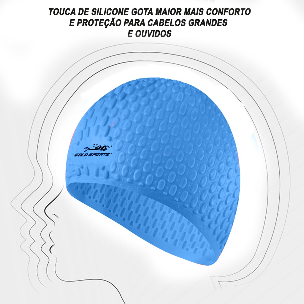 Imagem 2 do produto Touca De Natação Gold Sports Gota Ultra Soft De Silicone - Com Cobertura das Orelhas