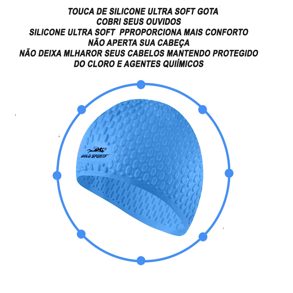 Imagem 3 do produto Touca De Natação Gold Sports Gota Ultra Soft De Silicone - Com Cobertura das Orelhas
