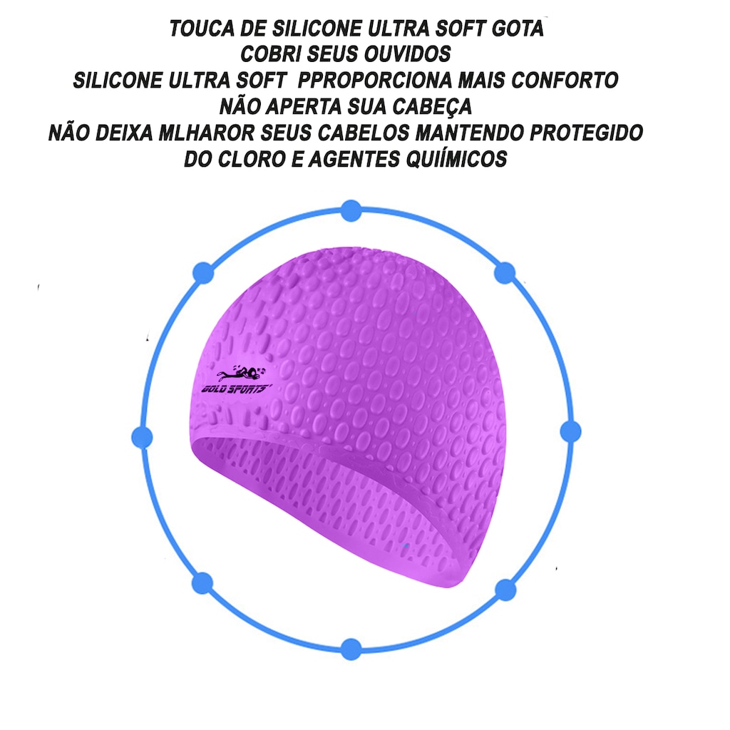 Imagem 3 do produto Touca De Natação Gold Sports Gota Ultra Soft De Silicone - Com Cobertura das Orelhas
