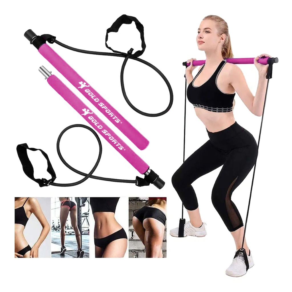 Imagem 4 do produto Kit Barra Pilates Elástico Pedal Gold Sports Master