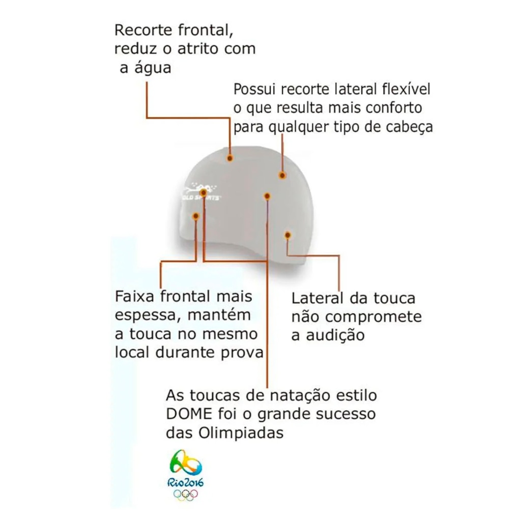 Imagem 2 do produto Touca De Natação Gold Sports Dome Cap De Silicone