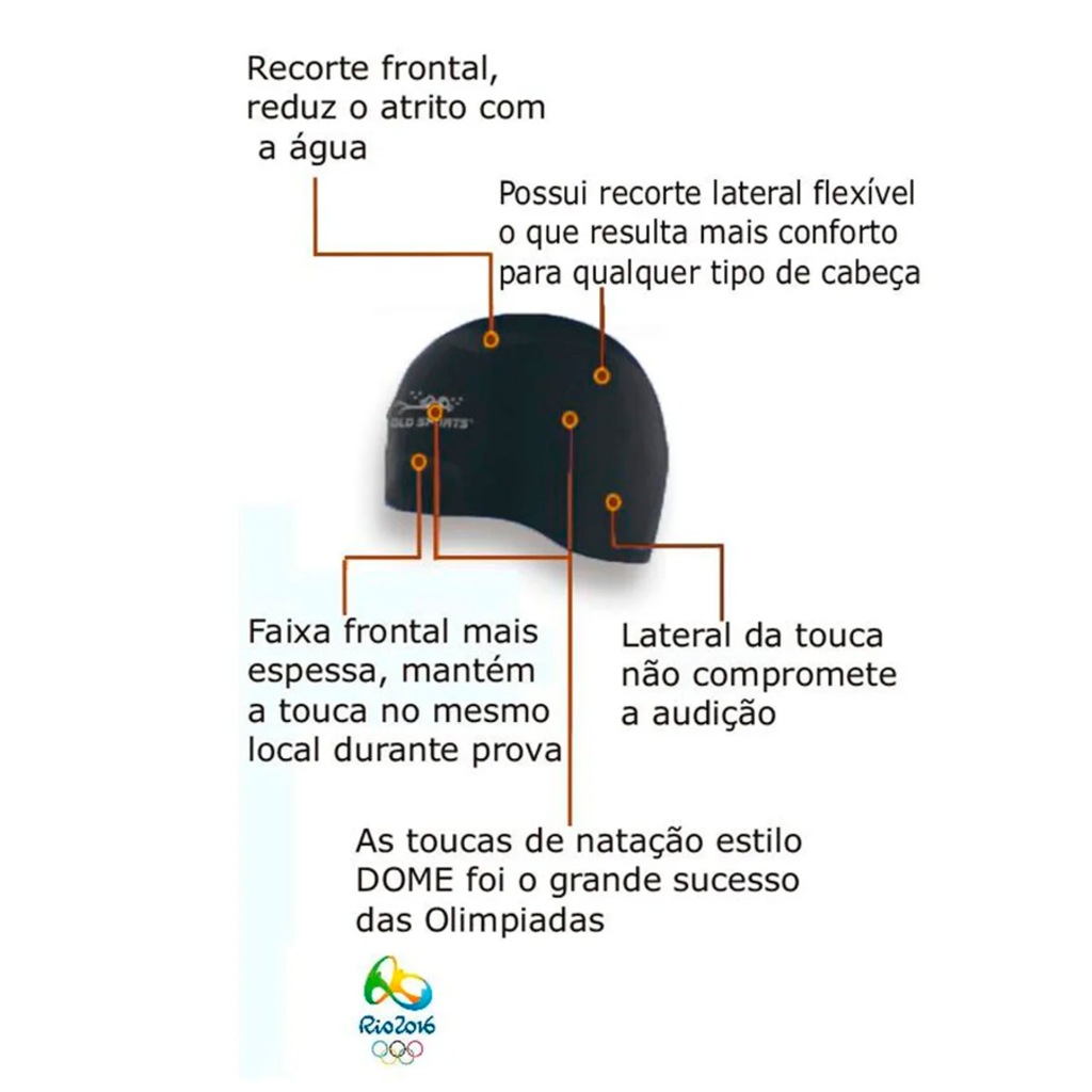 Imagem 2 do produto Touca De Natação Gold Sports Dome Cap De Silicone