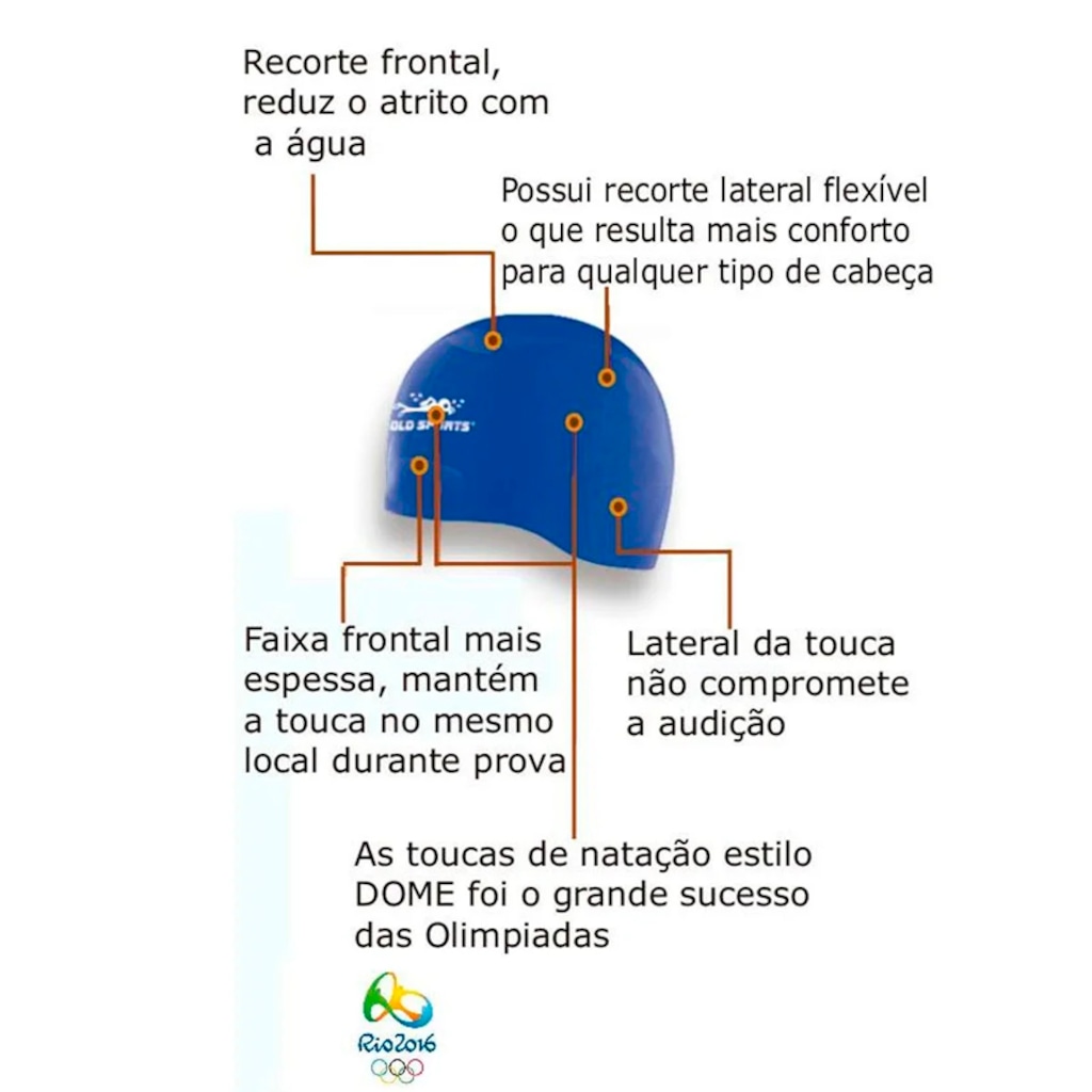 Imagem 2 do produto Touca De Natação Gold Sports Dome Cap De Silicone