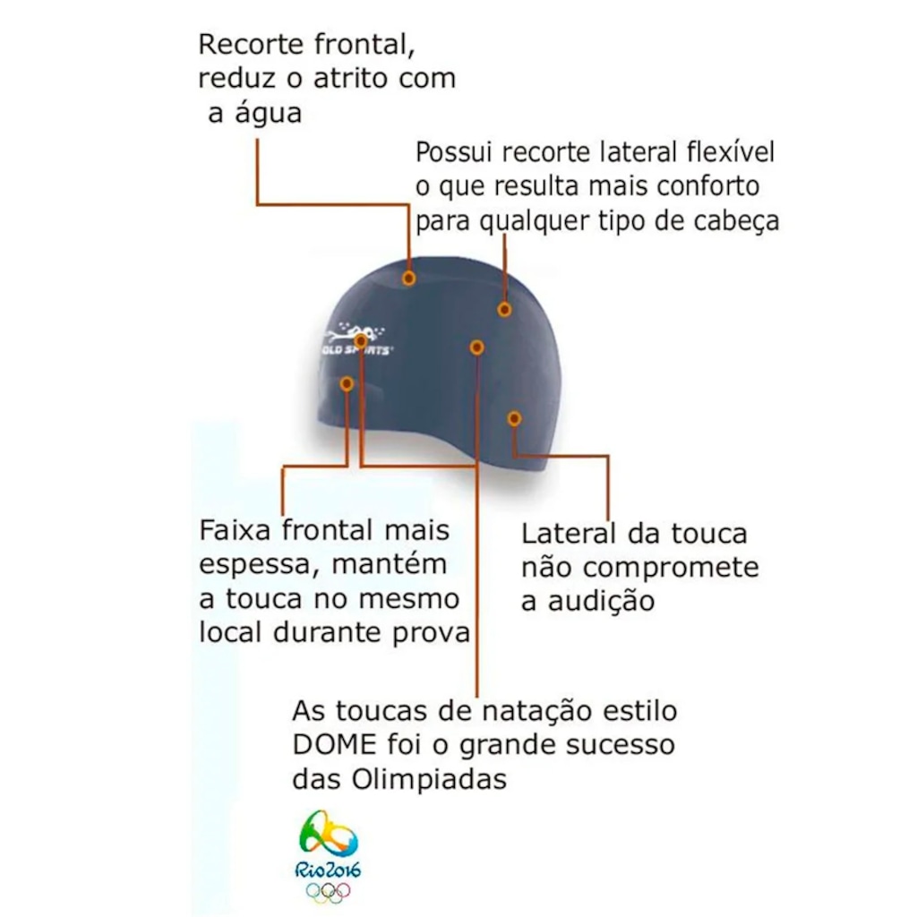 Imagem 2 do produto Touca De Natação Gold Sports Dome Cap De Silicone