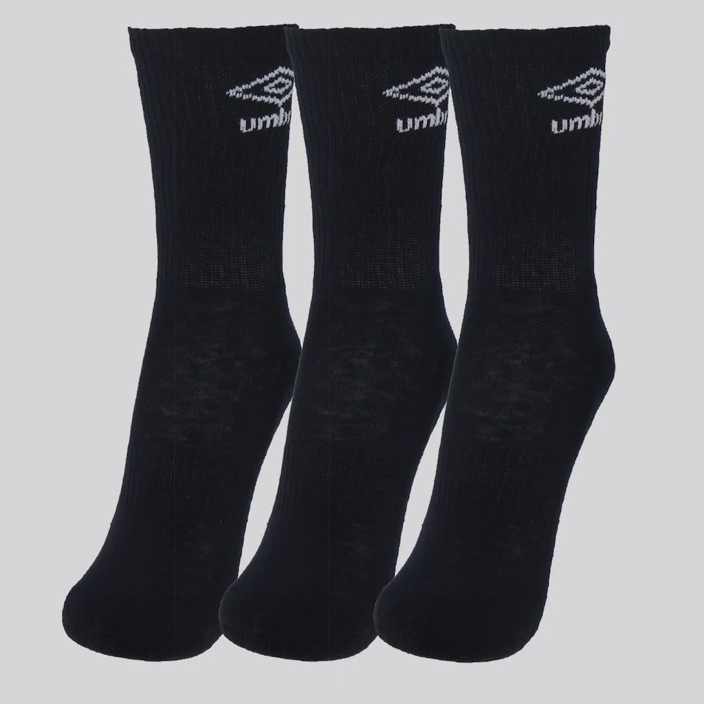 Kit Meia Umbro 3 Pares Cano Alto Adulto