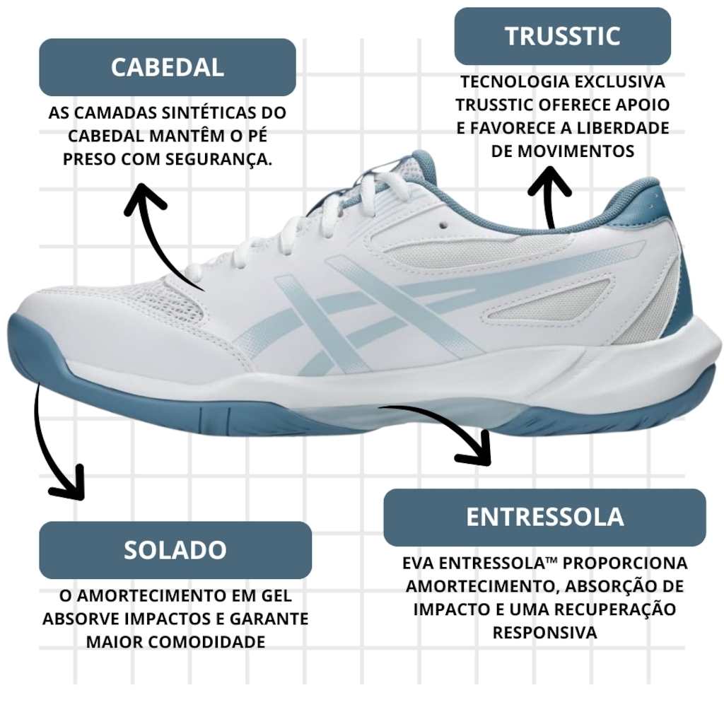 Imagem 4 do produto Kit Tênis ASICS GEL-Rocket 12 E Meia - Masculino