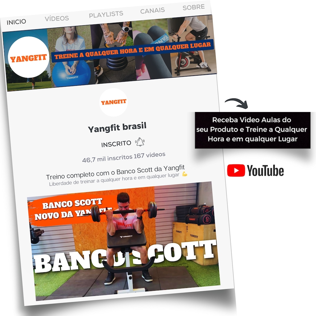 Imagem 2 do produto Banco Scott Regulável Yangfit Rosca Direta Bíceps Antebraço