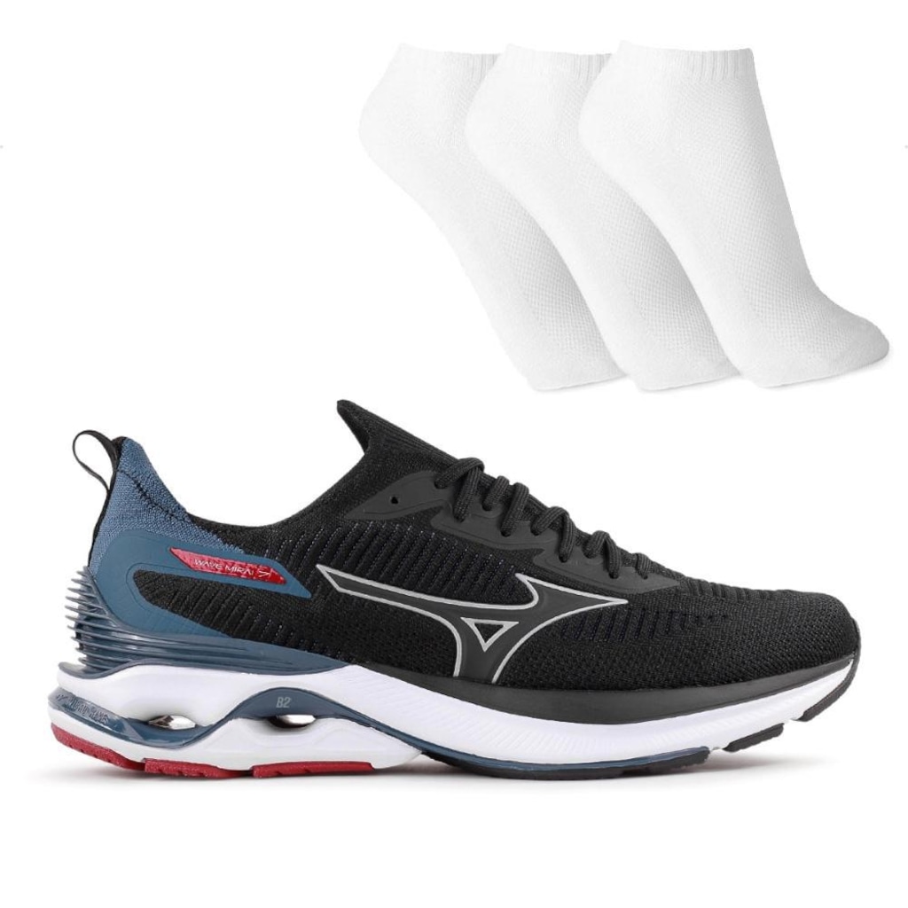 Tênis Mizuno Wave Mirai 7 Masculino + 3 Pares de Meias