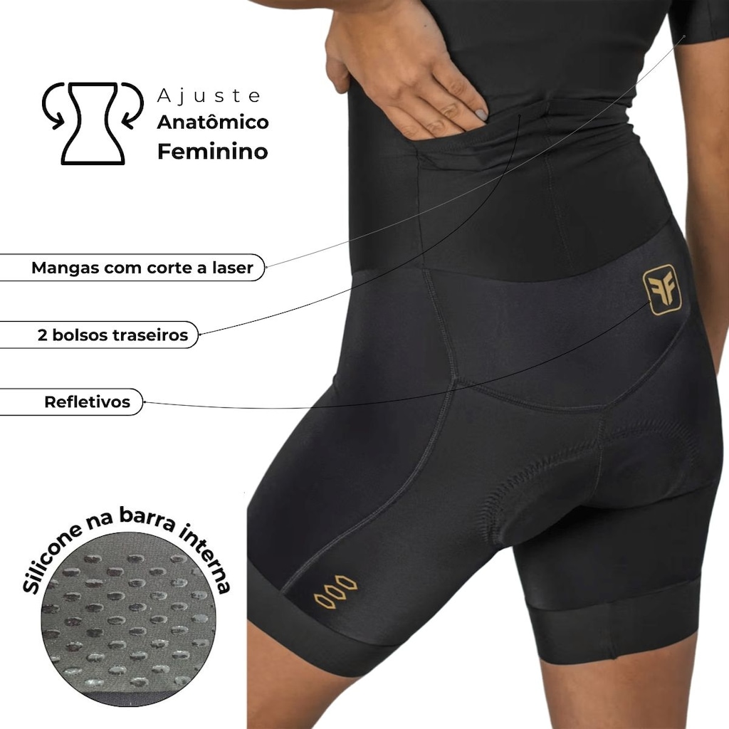 Imagem 4 do produto Macaquinho ciclismo Free Force Training Black Gel Feminino