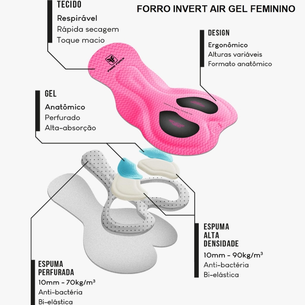 Imagem 5 do produto Macaquinho ciclismo Free Force Training Black Gel Feminino