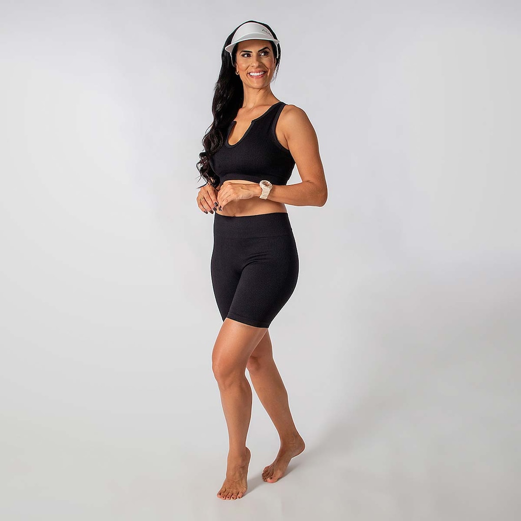 Imagem 2 do produto Conjunto Fitness Short E Regata Canelado Alma Genius Feminino