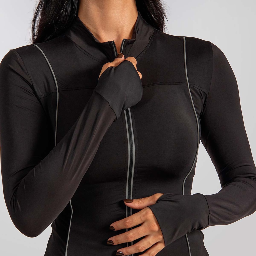 Imagem 4 do produto Jaqueta Feminina Sport Fitness Academia Preta Alma Genius