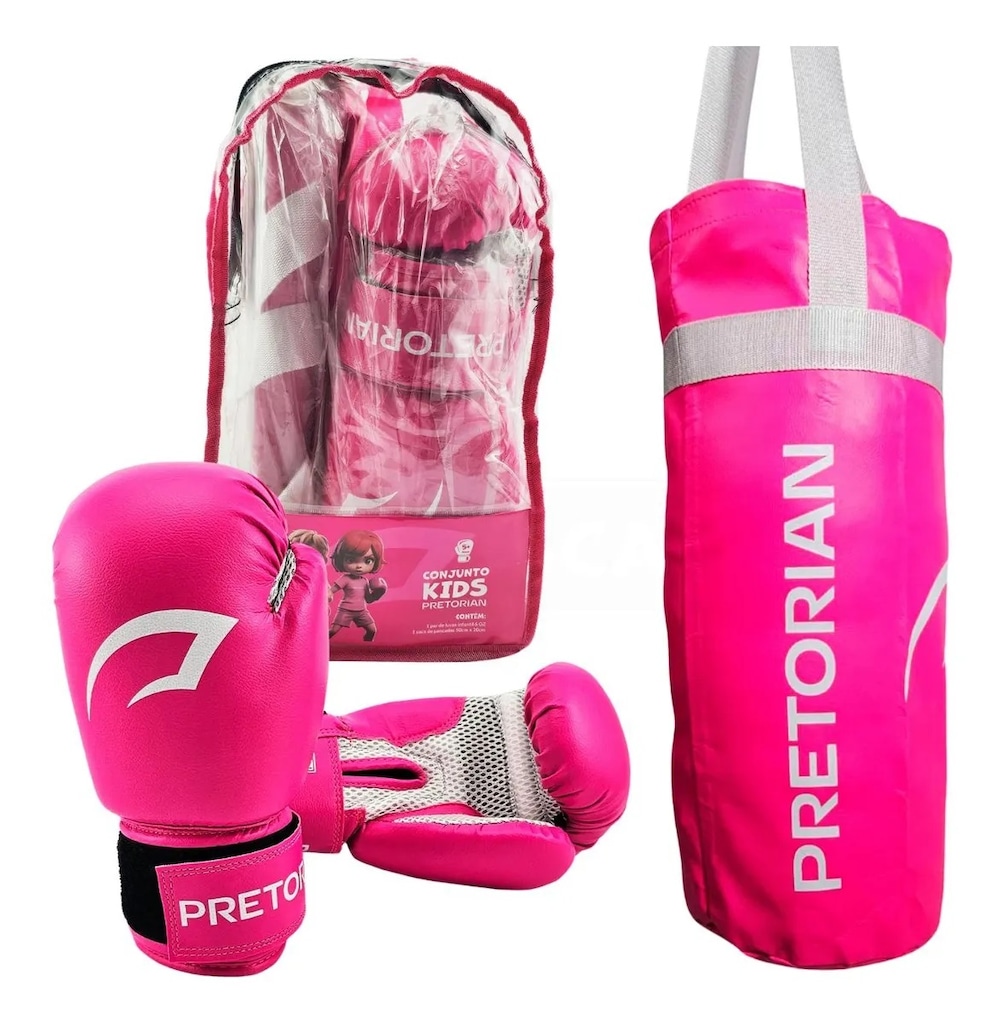 Imagem 1 do produto Kit Saco De Pancada + Luva Boxe Muay Thai 6OZ Infantil - Pretorian