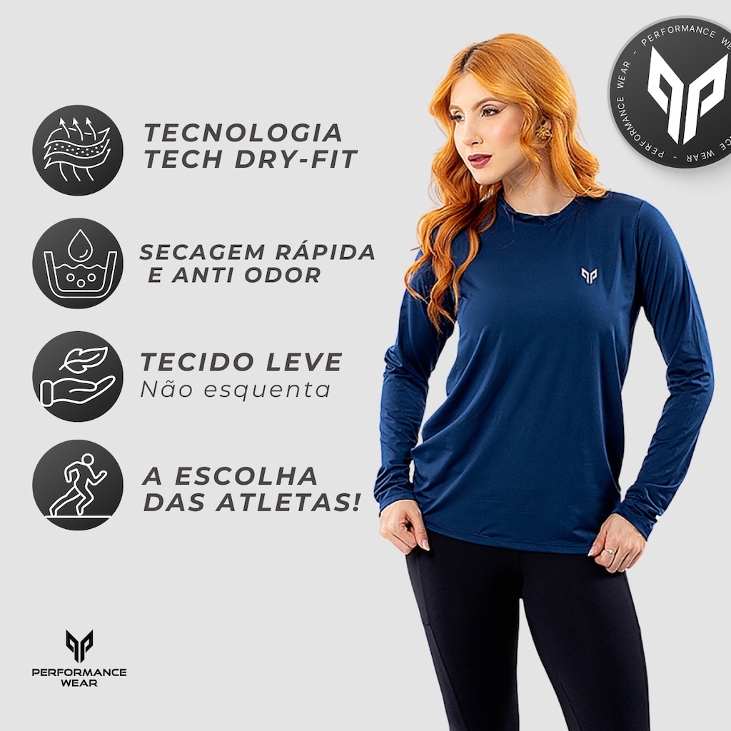 Imagem 2 do produto Camiseta Feminina Uv Manga Longa Térmica Performance Wear