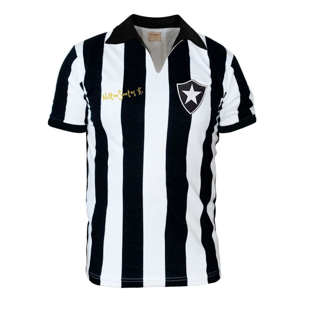 Camiseta Botafogo 1962 Nilton Santos Retrô Mania Listrada Masculina