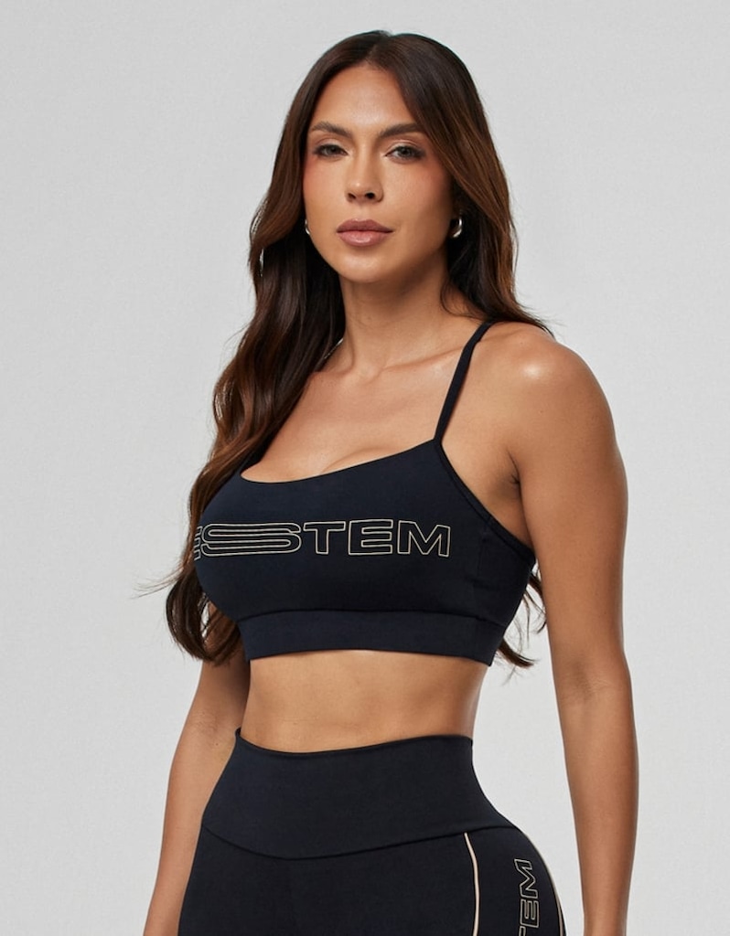 Top Média Sustentação Shape Juju Preto Feminino