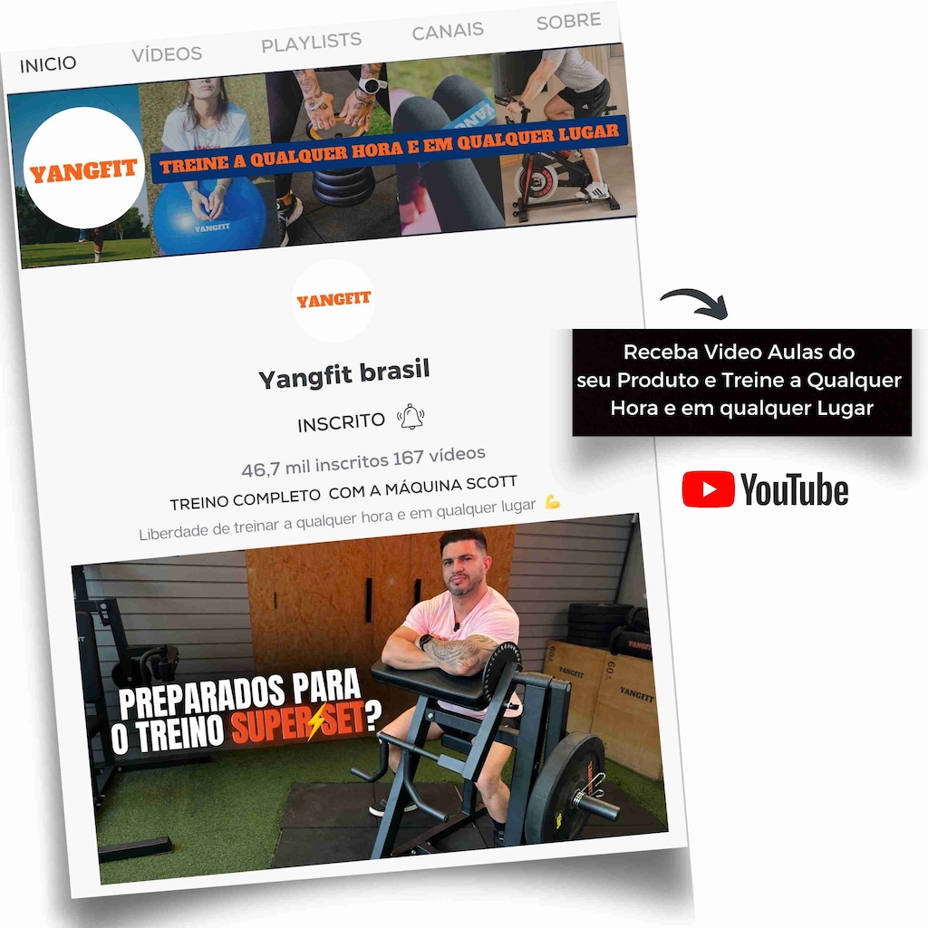 Imagem 2 do produto Máquina Scott Articulada Yangfit Regulável Bíceps e Tríceps