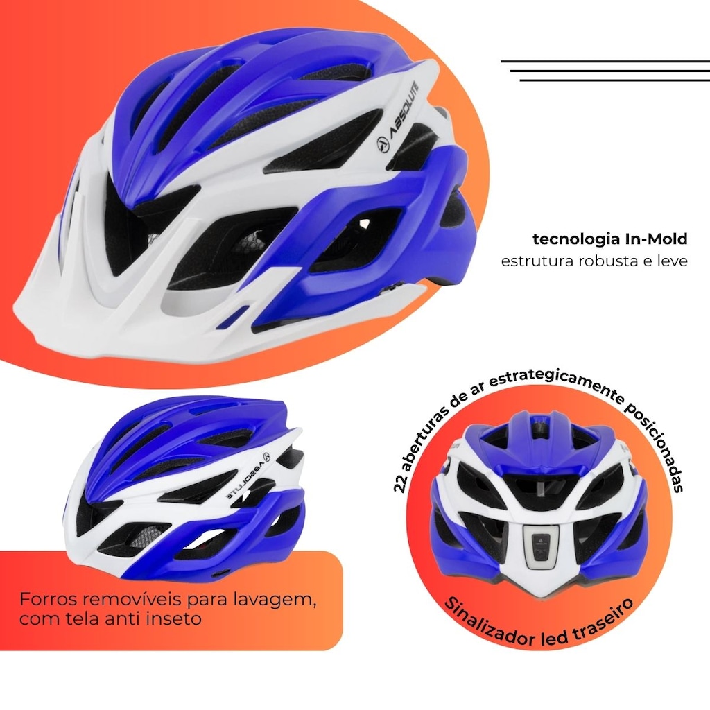 Imagem 2 do produto Capacete ciclismo Absolute Wild Flash led traseiro USB