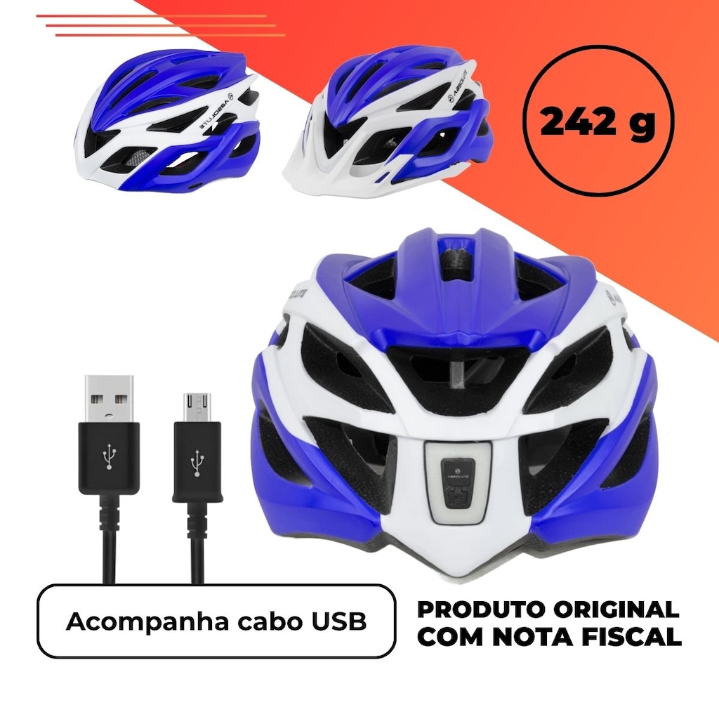 Imagem 3 do produto Capacete ciclismo Absolute Wild Flash led traseiro USB