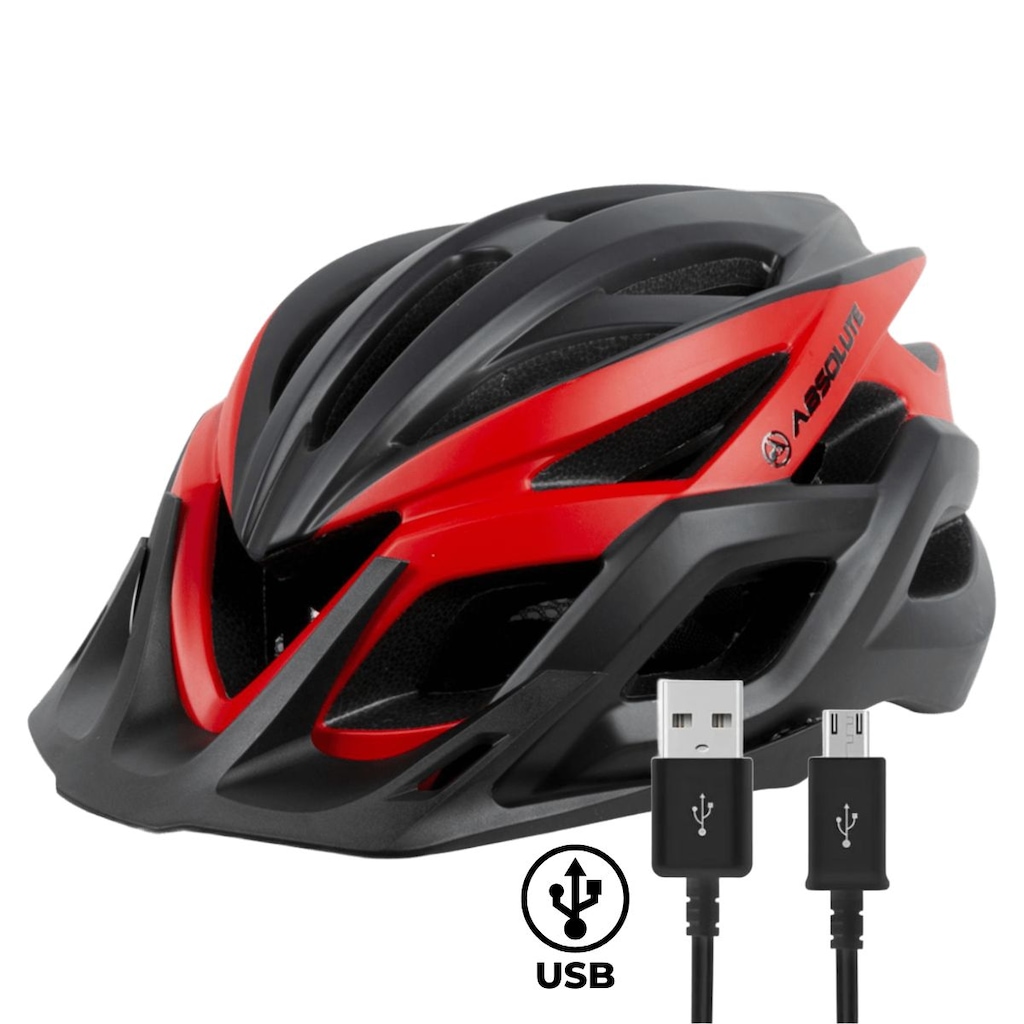 Capacete ciclismo Absolute Wild Flash led traseiro USB