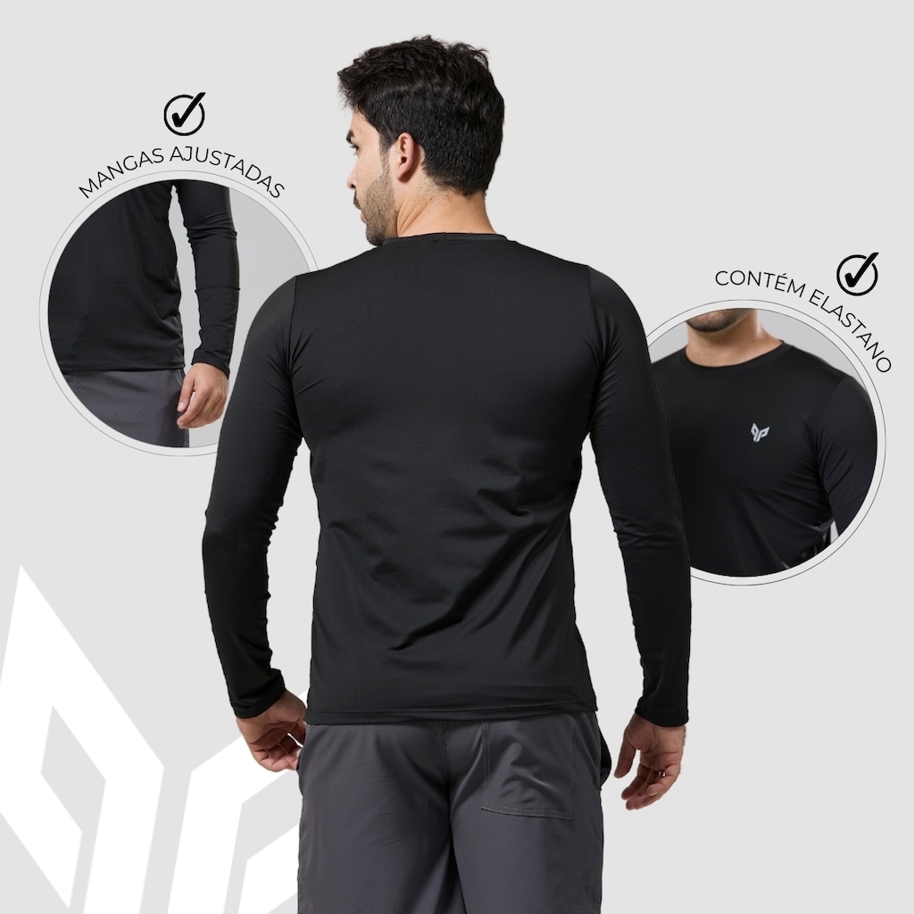 Imagem 4 do produto Kit 2 Camisa Térmica Masculina Manga Longa com Proteção UPF50 Performance Wear