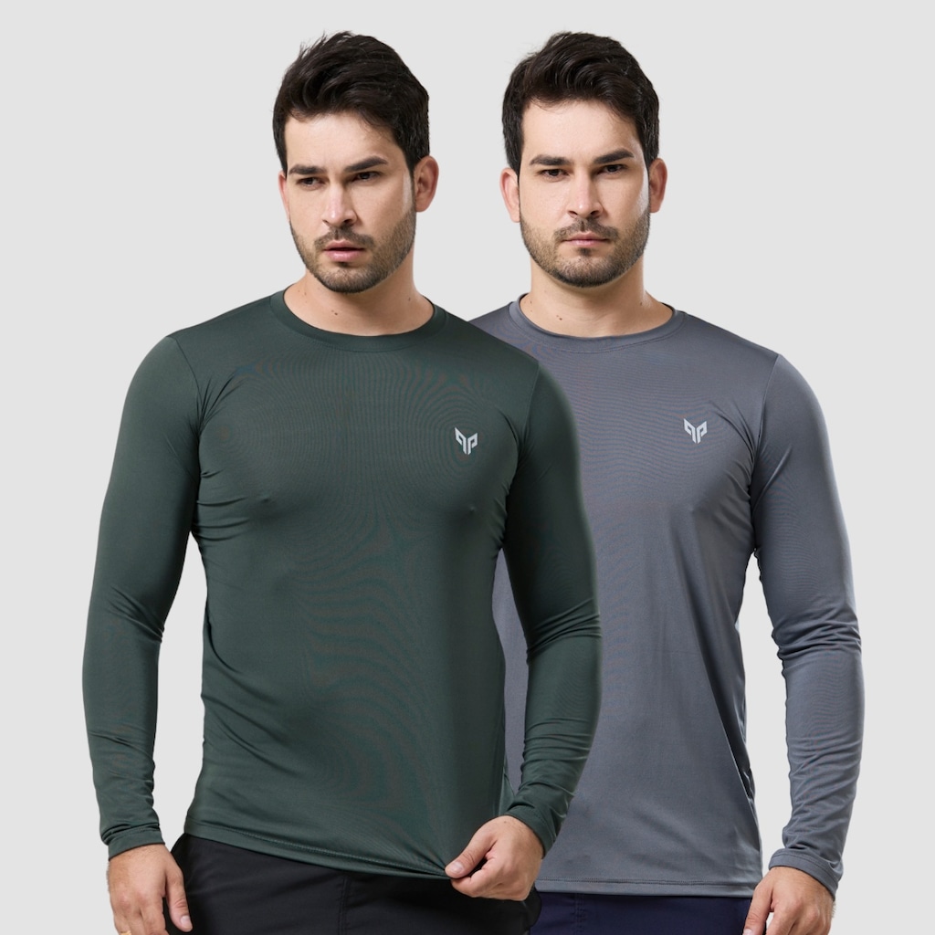 Kit 2 Camisa Térmica Masculina Manga Longa com Proteção UPF50 Performance Wear