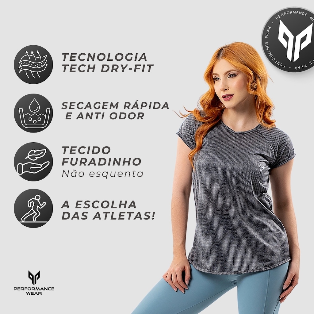 Imagem 2 do produto Camiseta Dry Fit Feminina Academia Básica Performance Wear