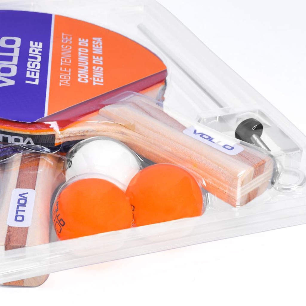 Imagem 4 do produto Kit de Tênis de Mesa Vollo VT710 com 2 Raquetes e 3 Bolinhas Rede e Suporte