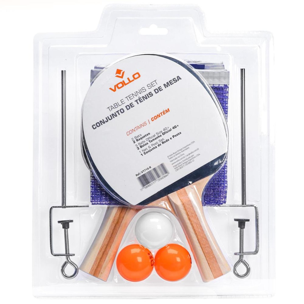 Imagem 5 do produto Kit de Tênis de Mesa Vollo VT710 com 2 Raquetes e 3 Bolinhas Rede e Suporte